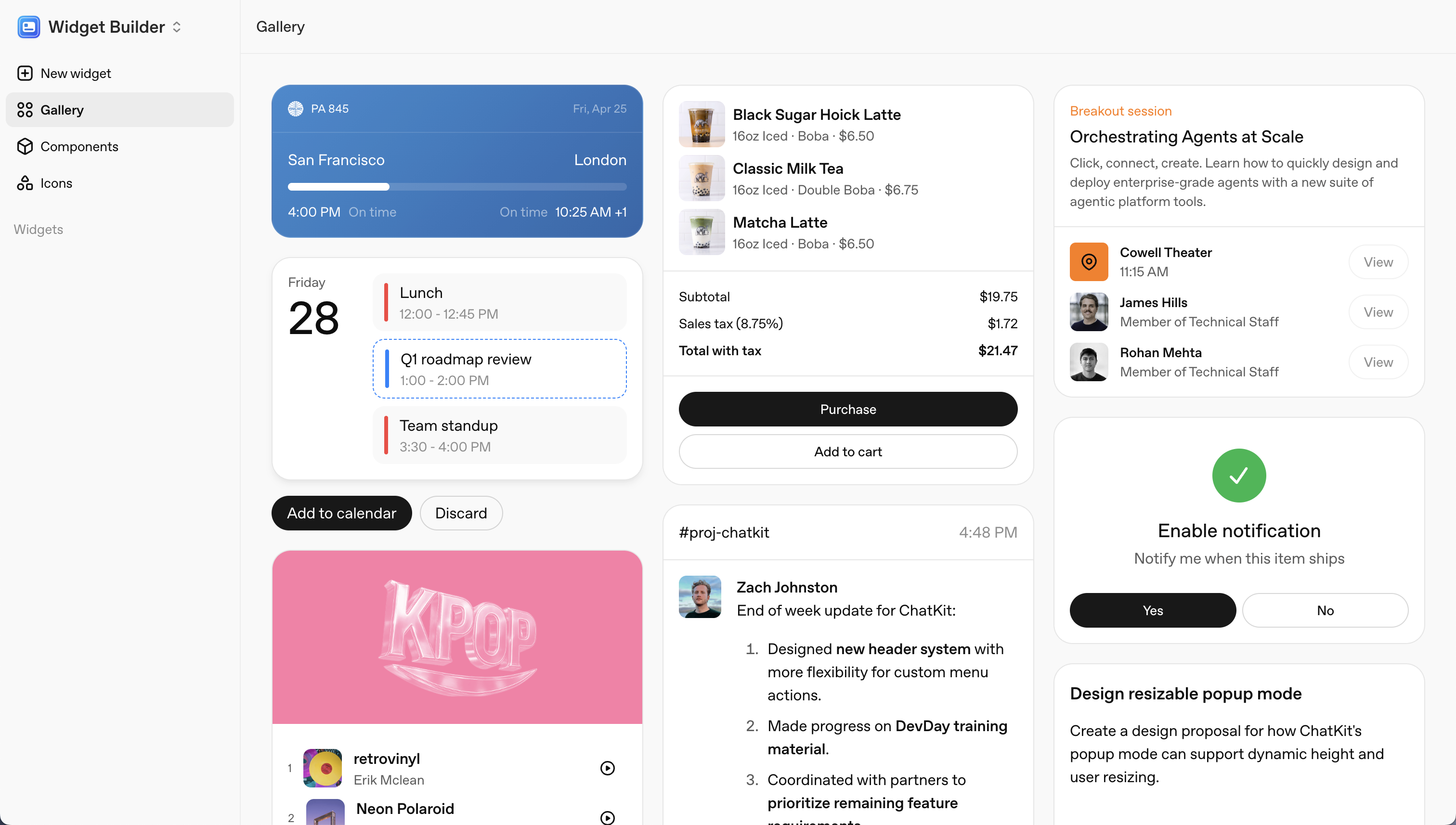 OpenAI AgentKit custom widgets interface